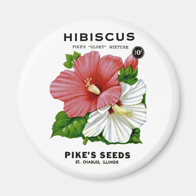Hibiscus Vintage Seed Packet Magnet (Framsidan)