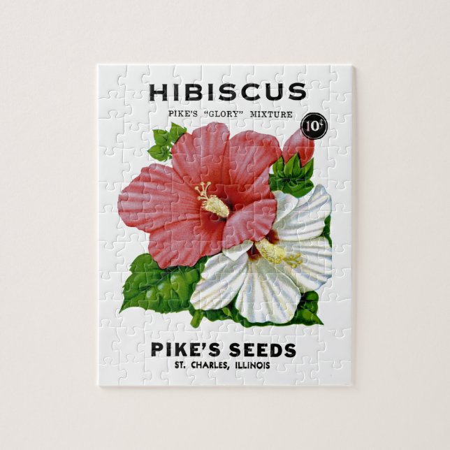 Hibiscus Vintage Seed Packet Pussel (Vertikal)