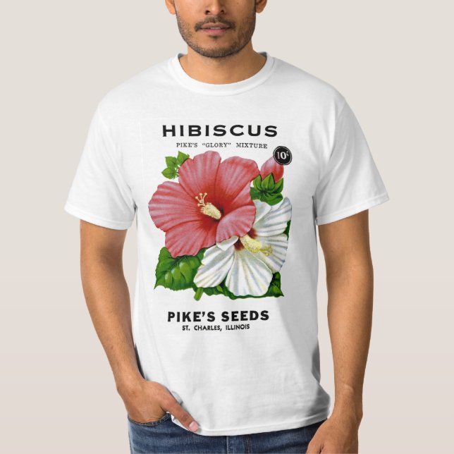 Hibiscus Vintage Seed Packet T Shirt (Framsida)