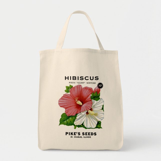 Hibiscus Vintage Seed Packet Tygkasse (Framsidan)
