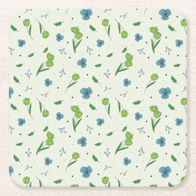 Hibiscus Watercolor Botaniskt blooming utan sömn Underlägg Papper Kvadrat (Framsidan)