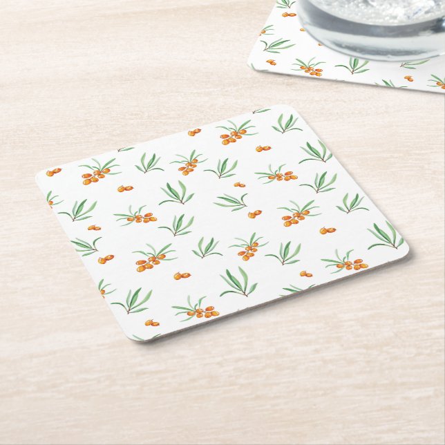 Hibiscus Watercolor Botaniskt blooming utan sömn Underlägg Papper Kvadrat (Vinklad)