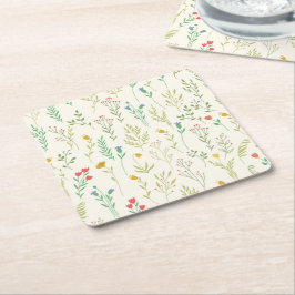 Hibiscus Watercolor Botaniskt blooming utan sömn Underlägg Papper Kvadrat