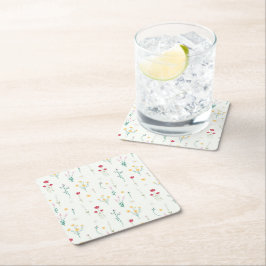 Hibiscus Watercolor Botaniskt blooming utan sömn Underlägg Papper Kvadrat