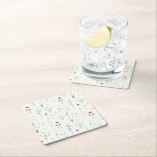 Hibiscus Watercolor Botaniskt blooming utan sömn Underlägg Papper Kvadrat