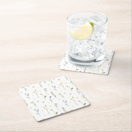 Hibiscus Watercolor Botaniskt blooming utan sömn Underlägg Papper Kvadrat