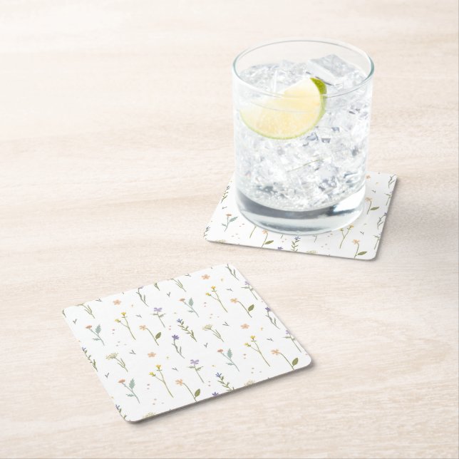 Hibiscus Watercolor Botaniskt blooming utan sömn Underlägg Papper Kvadrat (Insitu)