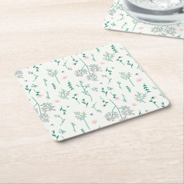 Hibiscus Watercolor Botaniskt blooming utan sömn Underlägg Papper Kvadrat