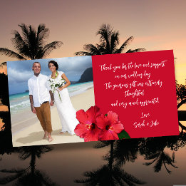 Hibiscus Wedding Photo Budget Thank You Cards Tack Kort