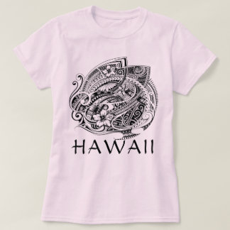 HIBISICUS POLYNESIAN TRIBAL HAWAII Blk T Shirt