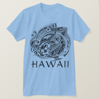 HIBISICUS POLYNESIAN TRIBAL HAWAII Blk T Shirt