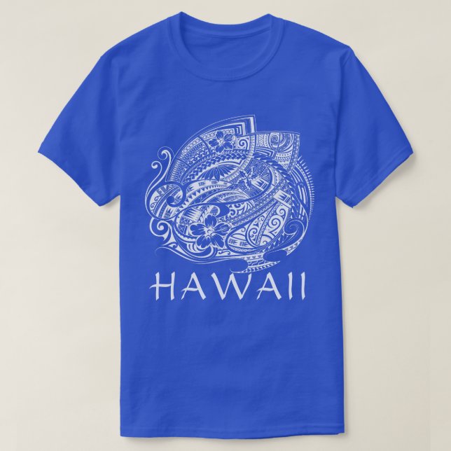 HIBISICUS POLYNESIAN TRIBAL HAWAII Wht T Shirt (Design framsida)