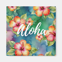 Hibiskus Aloha Akvarell Hawaii Bröllop Smekmånad