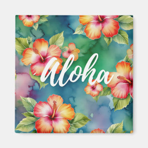 Hibiskus Aloha Akvarell Hawaii Bröllop Smekmånad Magnet