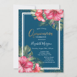 Hibiskus, examensmössa Blå Quinceañera Inbjudningar