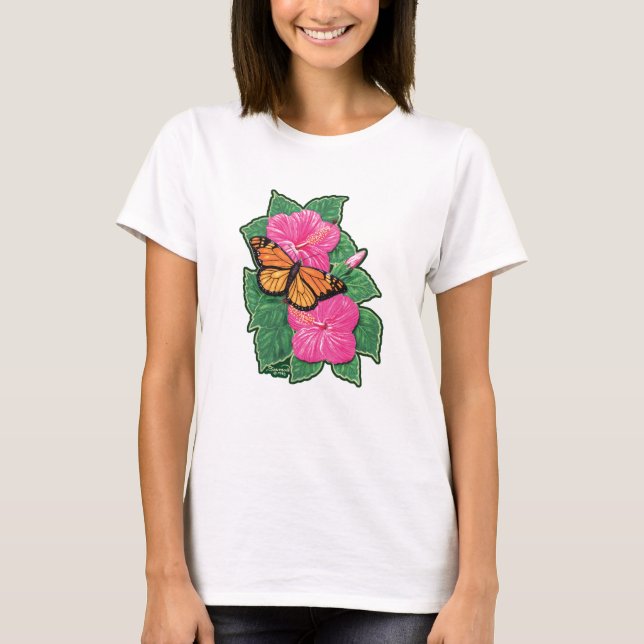 Hibiskus & fjäril t shirt (Framsida)