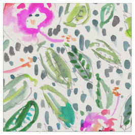Hibiskus Frolic Painterly vattenfärg Tyg