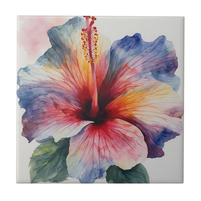 Hibiskus i blom kakelplatta (Framsidan)