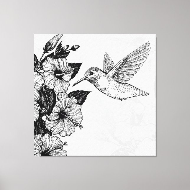 Hibiskus och kolibri canvastryck (Framsida)
