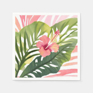 Hibiskus Skönhet Tropisk Blomma Akvarell Pappersservett