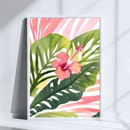 Hibiskus skönhet | Tropisk blomma akvarell Poster