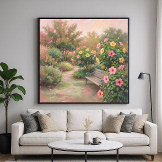 Hibiskus trädgård - Pastellmålning stil Poster