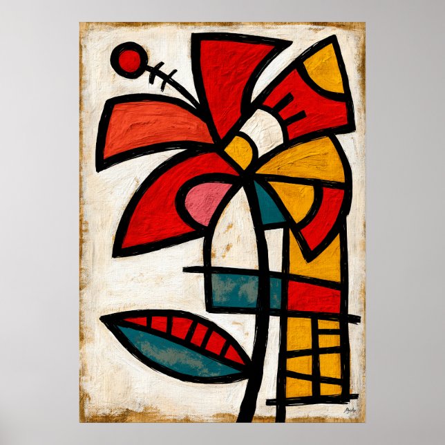 Hibiskus Tribal Abstraktion Poster (Framsidan)