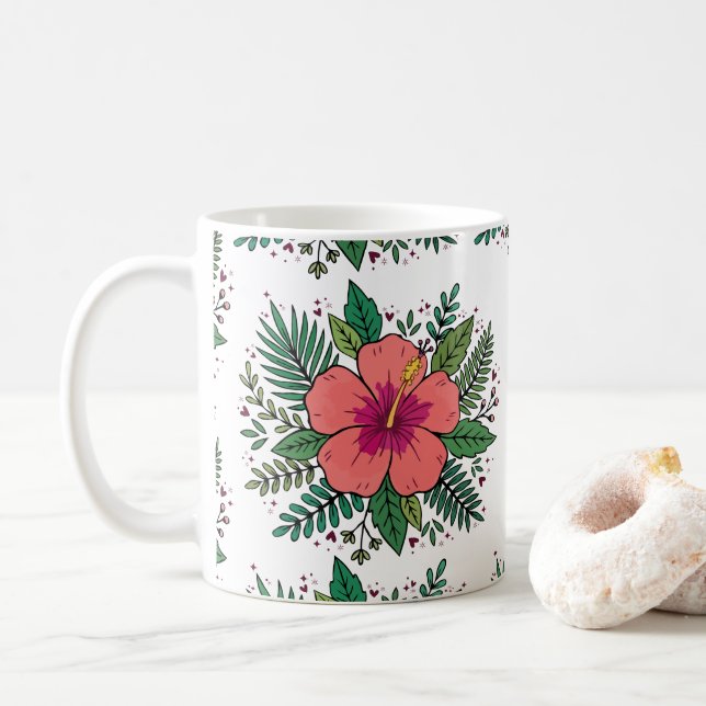 Hibiskusblomma, blommande botanisk kaffemugg (Med munk)