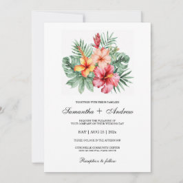 Hibiskusblomma Bröllopsdesign Inbjudningar