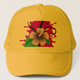 Hibiskusblomma Lastbilschaufför Hatt Keps
