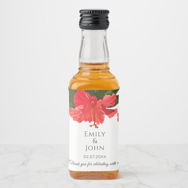 Hibiskusblomma Mini-flasks etiketter för spritdryc (Framsida)