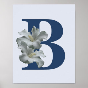 Hibiskusblomma Monogram Initial B Affisch
