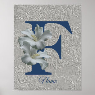 Hibiskusblomma Monogram Initial F Ditt Namn Poster