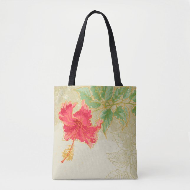 Hibiskusblomma på tonad bakgrund tygkasse (Framsida)