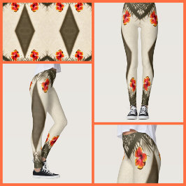 Hibiskusblomma Tropiska Vibrationer Blommig Leggings