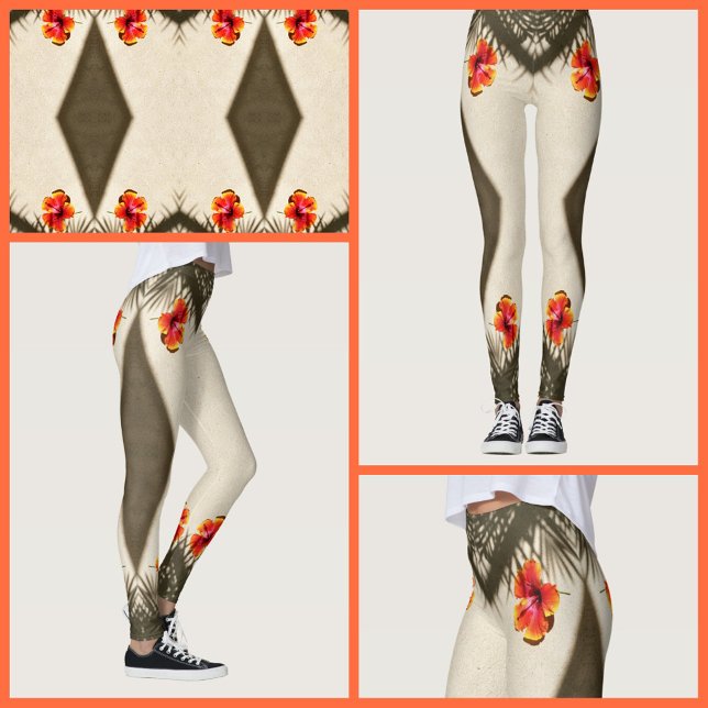 Hibiskusblomma Tropiska Vibrationer Blommig Leggings (Skapare uppladdad)