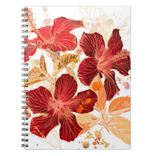 Hibiskusblomma - vattenfärgen målar 2 anteckningsbok med spiral