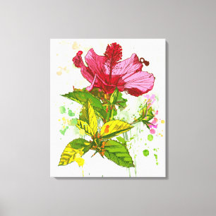 Hibiskusblomma - vattenfärgen målar 2 canvastryck