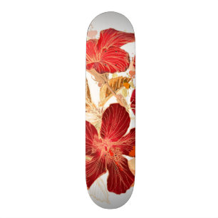 Hibiskusblomma - vattenfärgen målar 2 skateboard bräda 21,5 cm