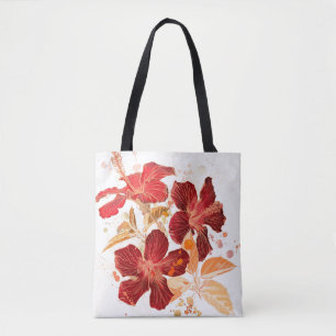 Hibiskusblomma - vattenfärgen målar 2 tygkasse