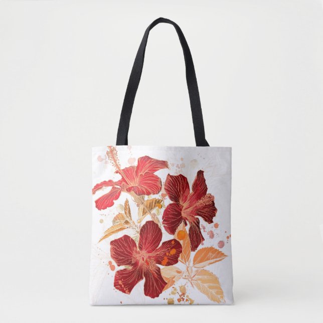 Hibiskusblomma - vattenfärgen målar 2 tygkasse (Framsida)