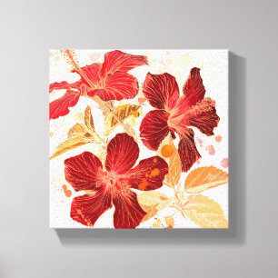 Hibiskusblomma - vattenfärgen målar canvastryck