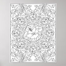 Hibiskusblomma Vuxen Färgning Mandala 