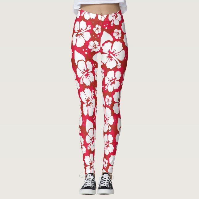 Hibiskusblommamönster Leggings (Framsida)