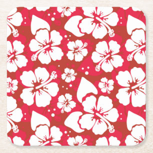 Hibiskusblommamönster Underlägg Papper Kvadrat