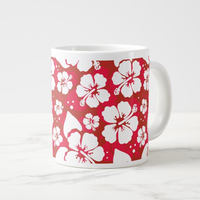 Hibiskusblommor Mönster Jumbo Mugg (Framsida höger)