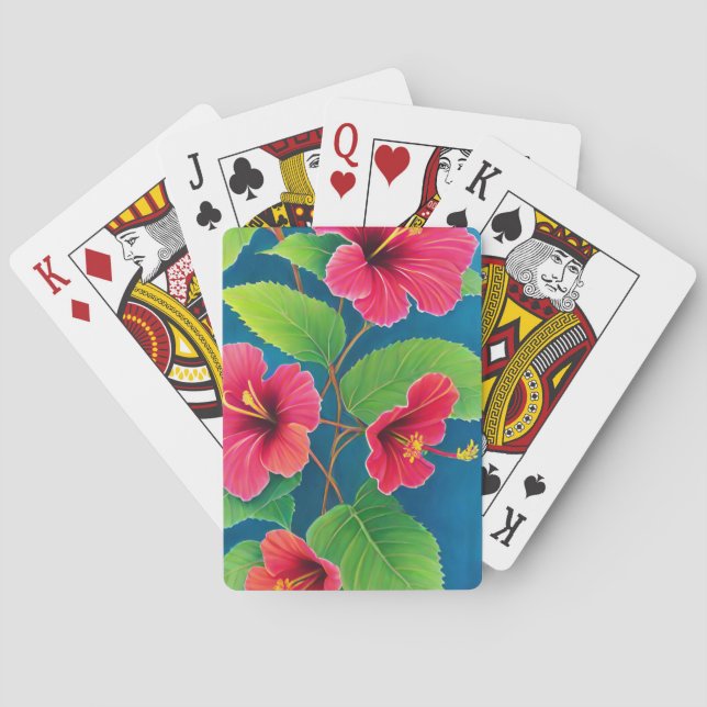 Hibiskusblommor på blått casinokort (Baksidan)