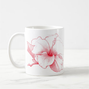 Hibiskusen skissar muggen kaffemugg