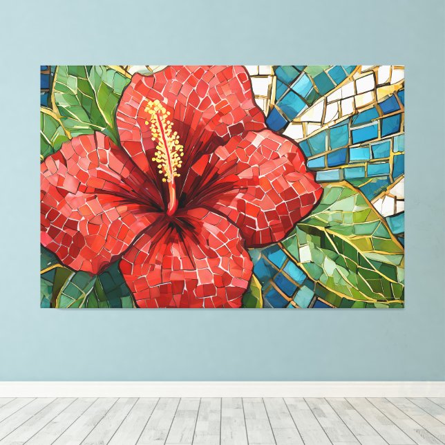 hibiskusmosaik 005 canvastryck (Insitu (trägolv))