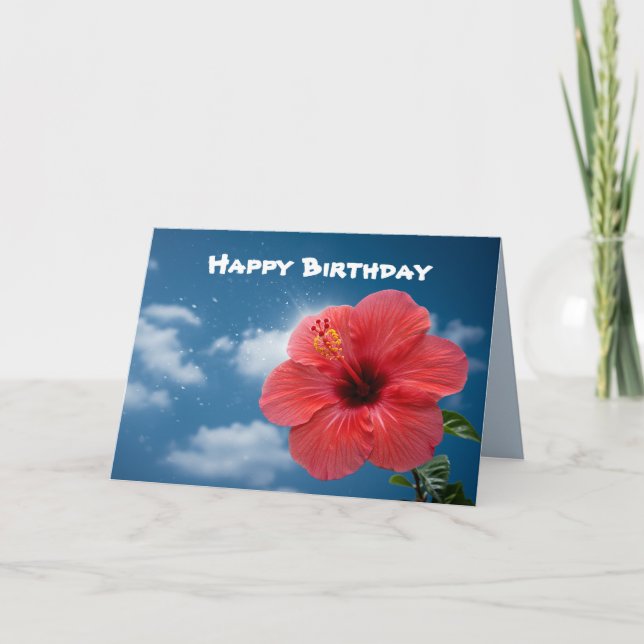 Hibuscus i Paradise Birthday Card Helgkort (Framsida)